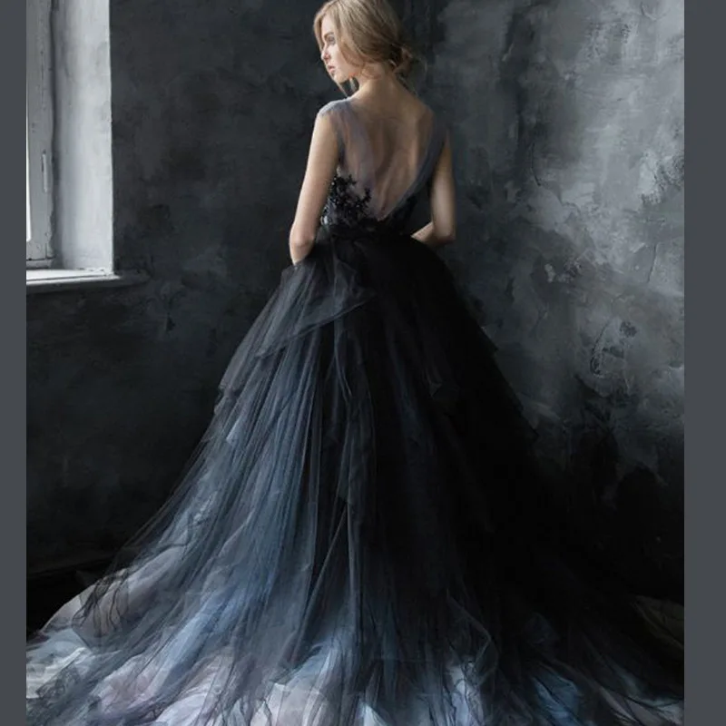 Серое платье формальное Abendkleid Длинное Элегантное платье из тюля Avondjurk Vestido de noche Appliques Robe de soiee Пышное Платье