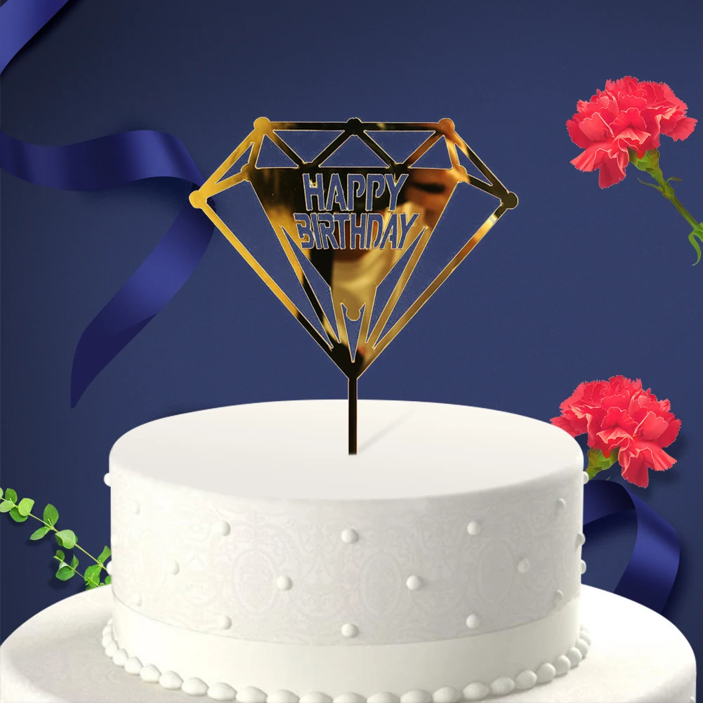 Блеск Топпер для торта «С Днем Рождения» акриловые буквы золото серебро торт топ флаг украшение для вечеринка для мальчика день рождение свадебные принадлежности
