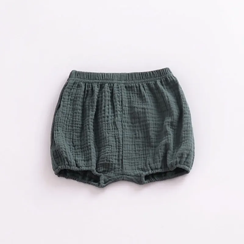 От 0 до 5 лет штанишки для новорожденных шорты-штаны с карманами хлопковые льняные однотонные шорты для девочек летние шорты для малышей - Цвет: H870-green