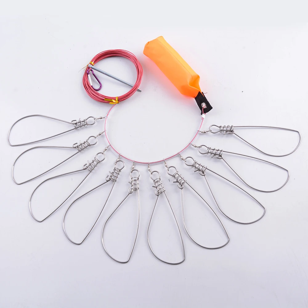 Fishing Lock Buckle Stainless Steel Ropes 10 Swimmer Fish Stringer Fish