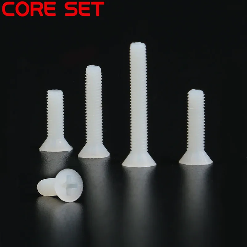 

50pcs M3 Flat Head Phillips Screws Nylon Plastic Screw DIN965 ISO7046 GB819 JISB1111F