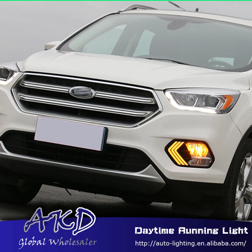

AKD Car Styling for Ford Kuga Escape LED DRL for Kuga 2016-2017 Turning Led Drl Running Light Fog Light Parking Accessories