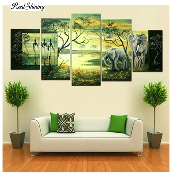 

Diy 5d diamond painting Square 3d Diamond Pattern Embroidery Cross Stitch Home Decor Needlework Mosaic African Elephant RS390