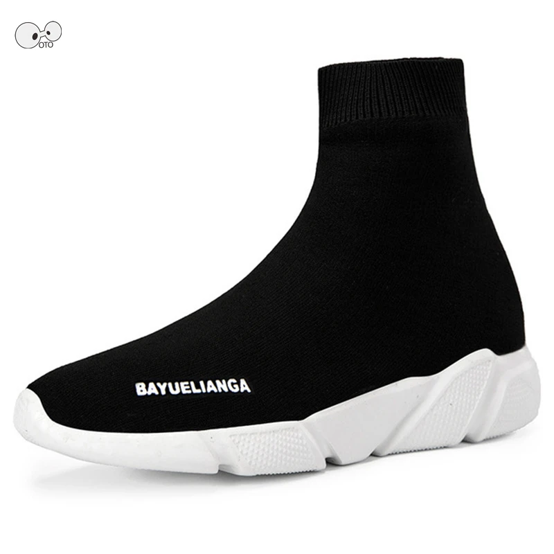 

35-46 Couples High Top Walking Socks Boots Women Men 2019 NEW Sports Slip on Booties Plus Size Soft Light Jogging Shoes Sneakers
