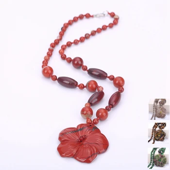 

3A Classic Natural Labradorite Moonstone Stone Pendants & Necklaces Flower Shaped Energy Women Men Healing Necklace Mix Jewelry
