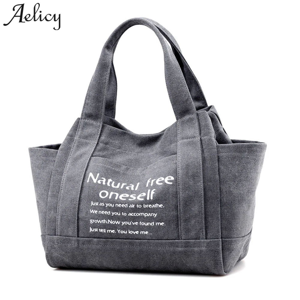 Aelicy Large Capacity Canvas Women Big Casual Letter Printing Bags