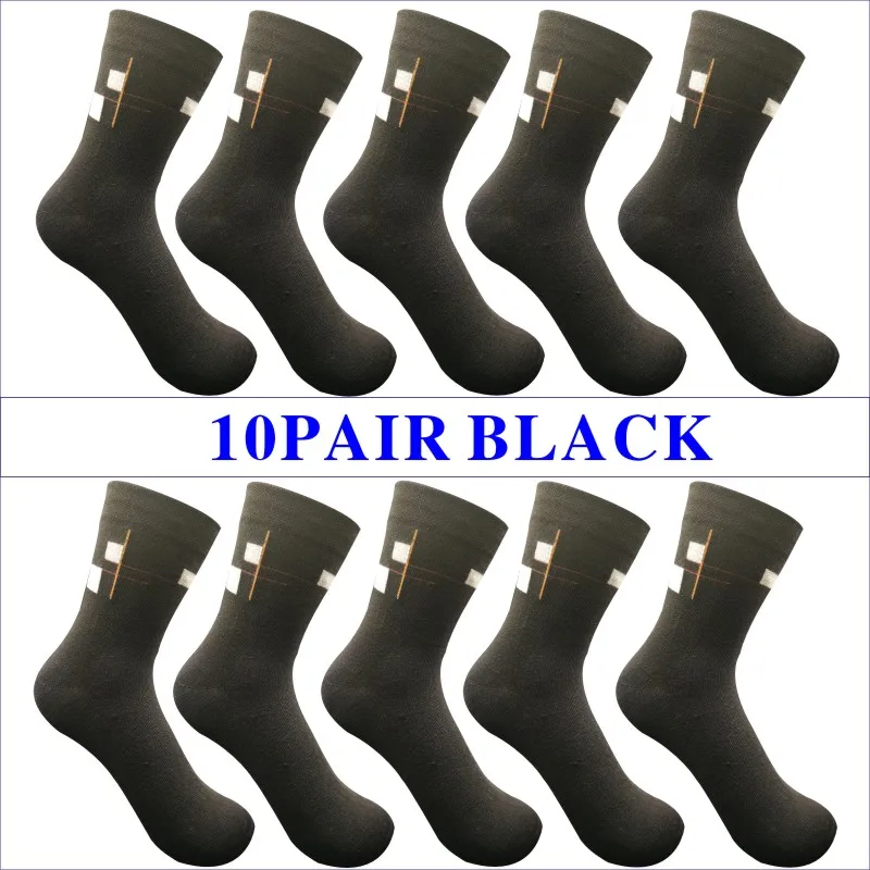 Новые модные мужские носки хорошего качества, повседневные рабочие хлопковые носки с ромбами, 20 шт = 10 пара/лот - Цвет: Z-black