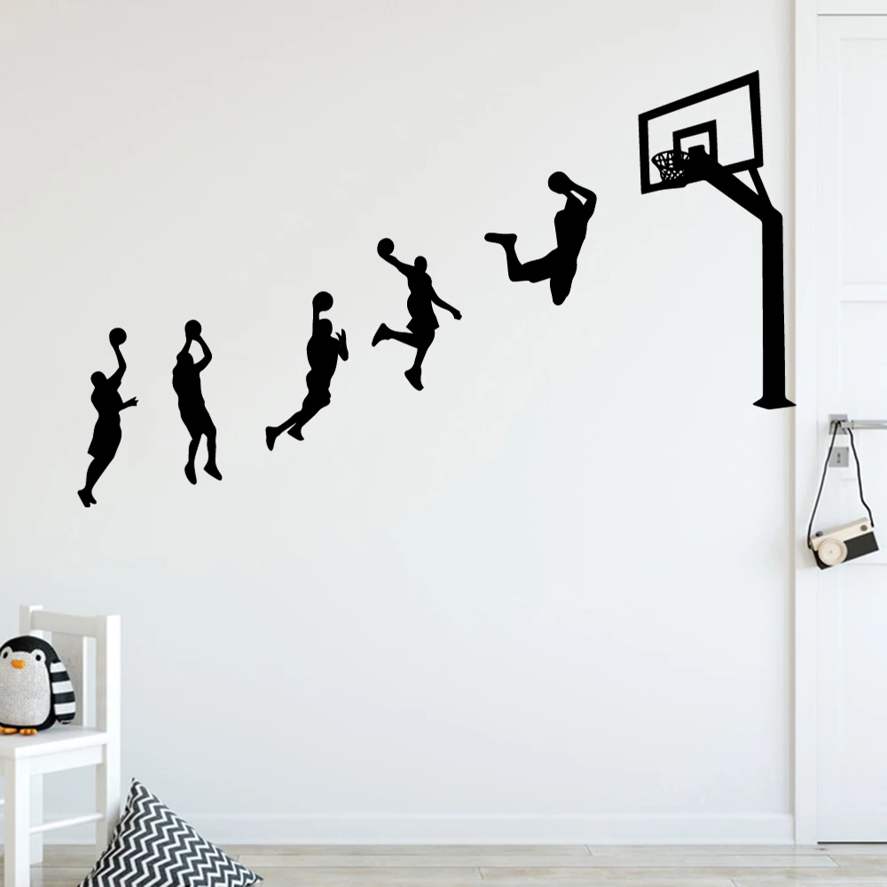 Баскетбольная самоклеющаяся виниловая водостойкая настенная художественная наклейка для гостиной, спальни, дома, вечерние обои для декора