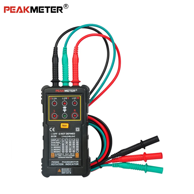 Peakmete PM5900 индикатор вращения двигателя и фазы трехмоторный последовательный