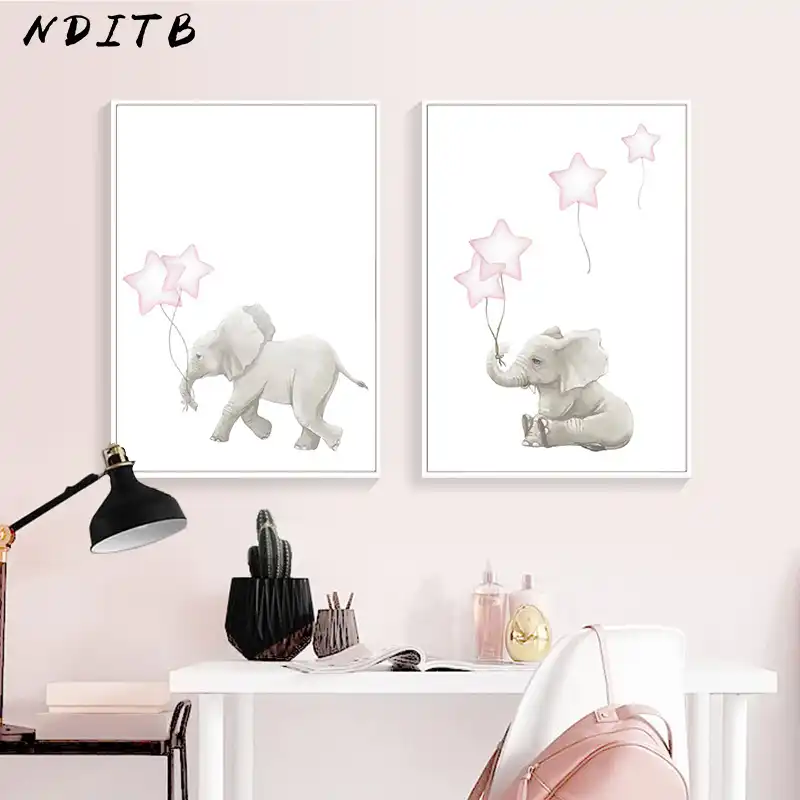 Nditb Lovely Elephant Baby Nursery Wall Art Canvas Painting Nditb Lovely Elephant Baby Nursery Wall