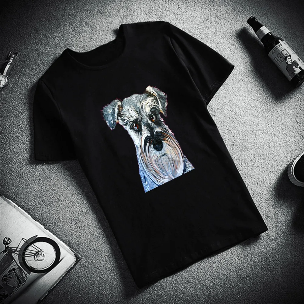 

Skipoem Funny Tshirt Women Schnauzer Watercolor Dog Art Cotton O Neck T Shirt Plus Size Short Sleeve Brand Female T-Shirt Femme