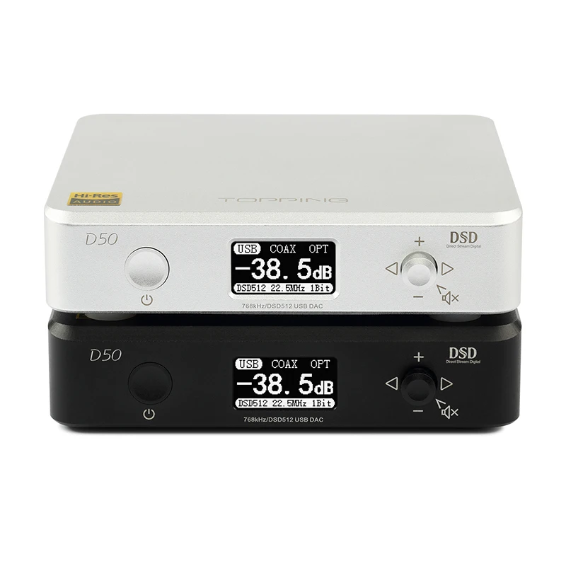 

TOPPING D50 HIFI AUDIO Decoder ES9038Q2M *2 USB DAC DSD512 32Bit/768Khz Black Silver TOP QUALITY