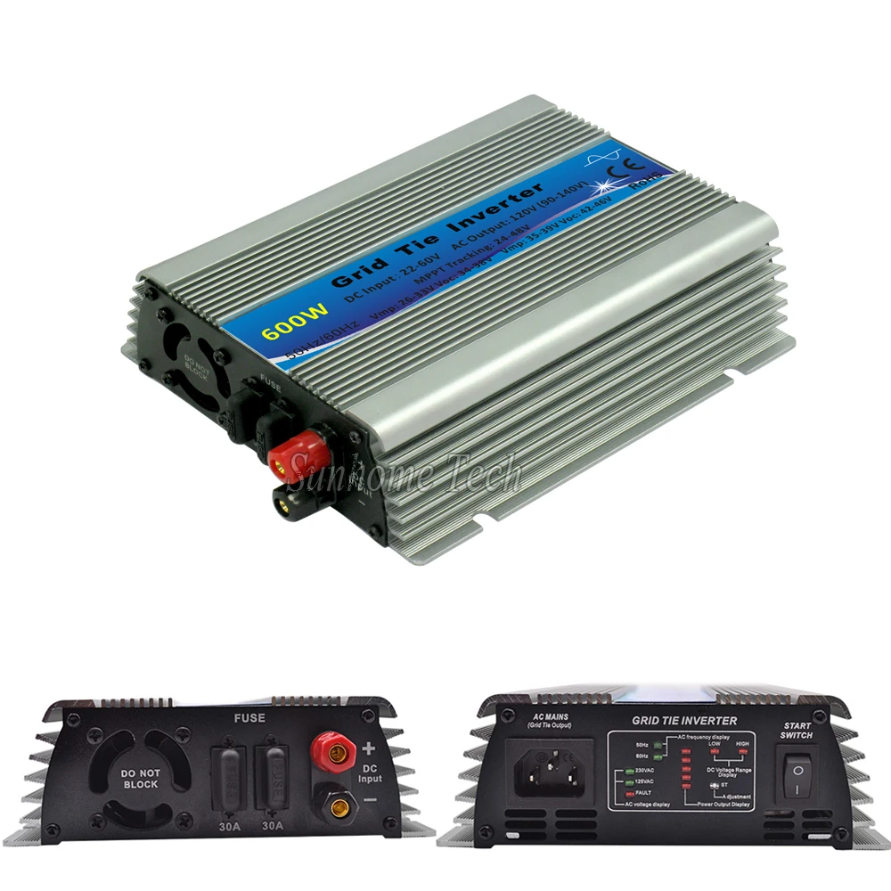 600W solar grid tie micro inverters mppt pure sine wave 22-60V DC to120 or 220V 