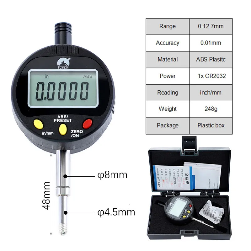 Цифровой циферблатный индикатор 0-10/12. 7/25. 4/50/100 мм дюймов/метрики Электронный индикатор для зонда Тесты датчик измерительного прибора