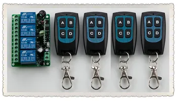 

DC 12V 10A 4CH RF Wireless Relay Remote Control Switch 315 MHZ /433 MHZ 4*Transmitter&1* Receiver for garage door / window /lamp