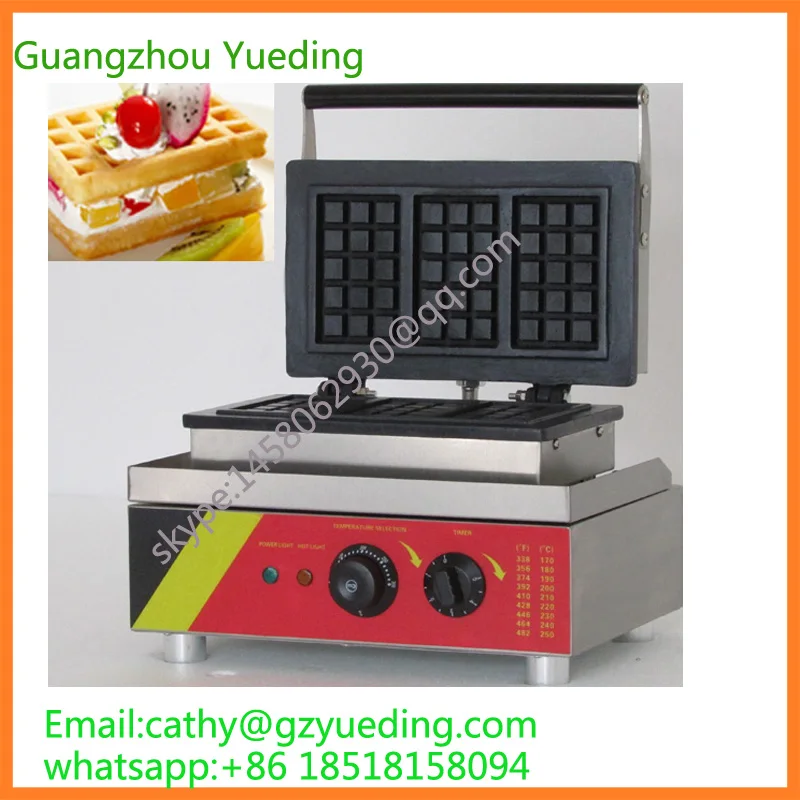 

Commercial square waffle maker shapes/3 rectangle waffle making equipment