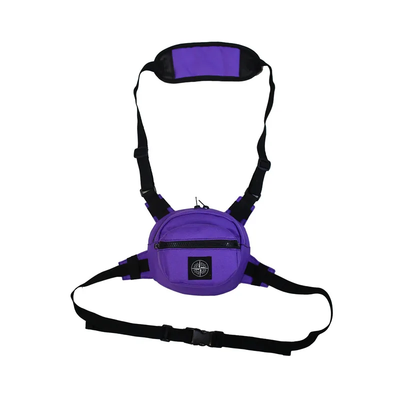 Модный жилет, нейлоновая сумка на грудь, функциональная, в стиле хип-хоп, уличная, тактическая, черная, на грудь, на пояс, сумка на грудь, мода - Цвет: Фиолетовый