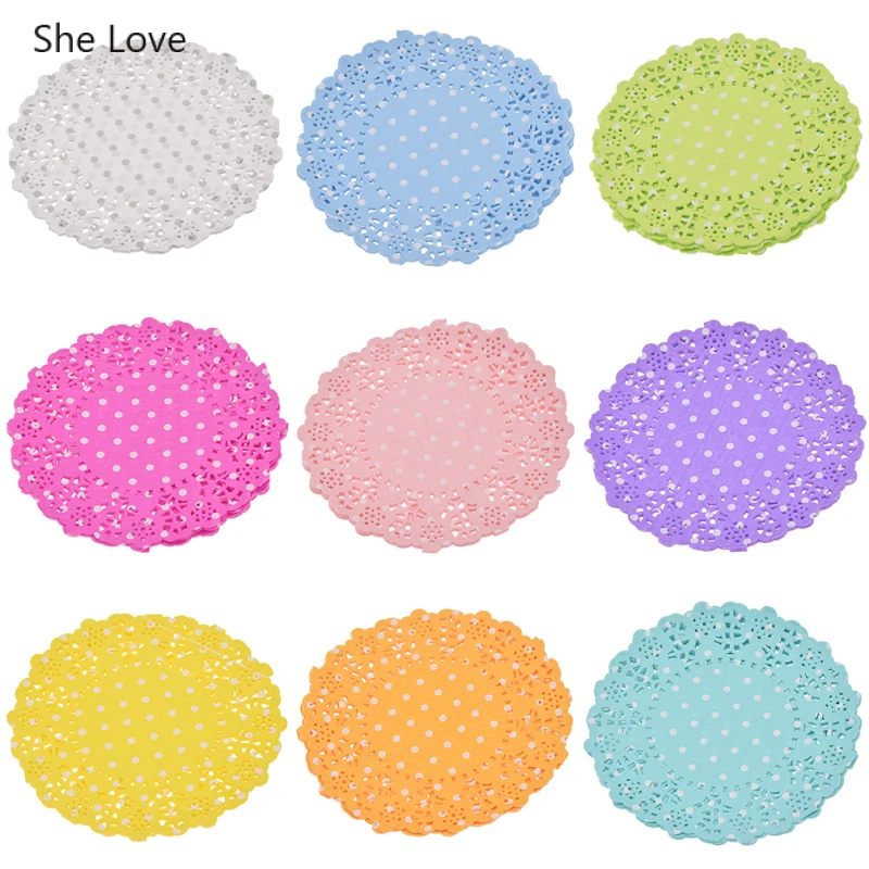 

She Love 10Pcs/lot Dots Lace Paper Doilies Placemats For Wedding Party Decoration Supplies Scrapbooking Paper Crafts
