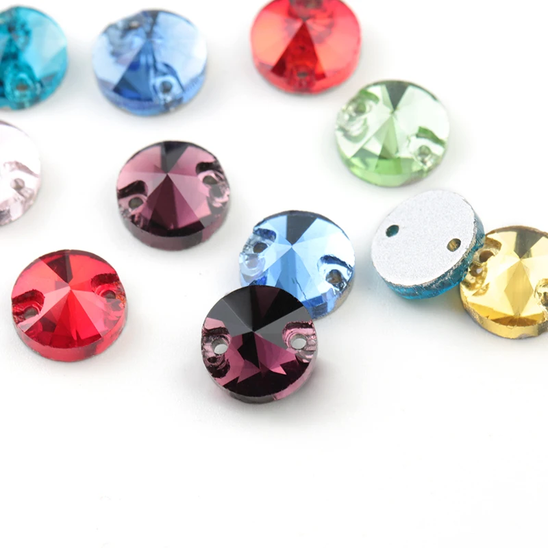 

8mm 84Pcs/bag Round Silver Base 2 Holes Sew On Rhinestones, Sewing Crystal Rhinestone Stone for Garment Jewelry