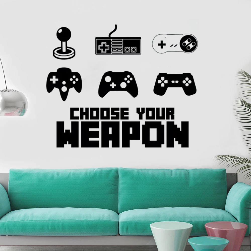 Game Controller Wall Sticker Home Games Decoration Wall Decal Design Vinyl Gamer Mural Boys Room Decor AY1380