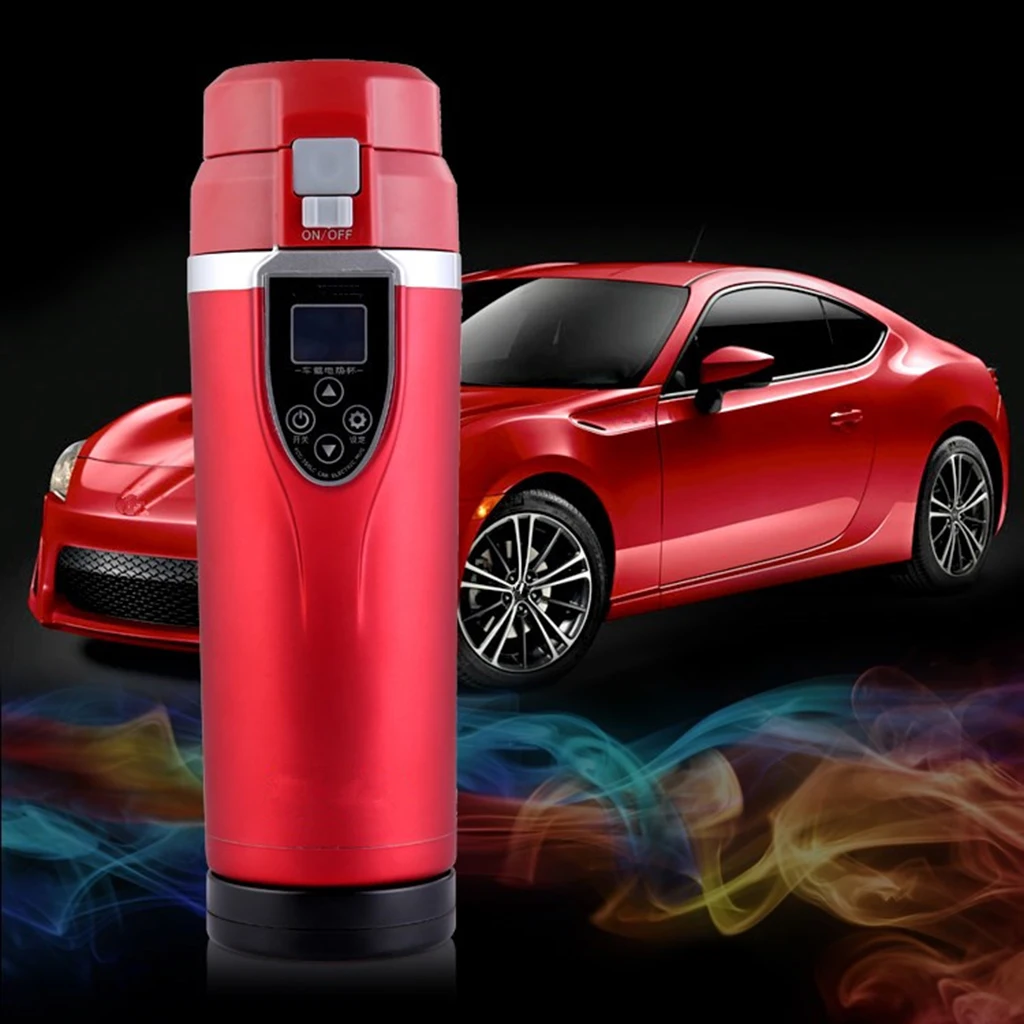 Smart Car Auto Heating Cup Stainless Steel Travel Heated Mug Bottle Water Milk Insulated Digital LCD temperature display 350ML