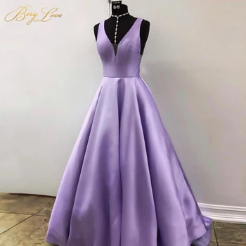

Sexy Purple Evening Dresses 2020 Elegant Satin Evening Gown Long Formal Evening Dress Abiye Prom Party Dress vestido longo festa
