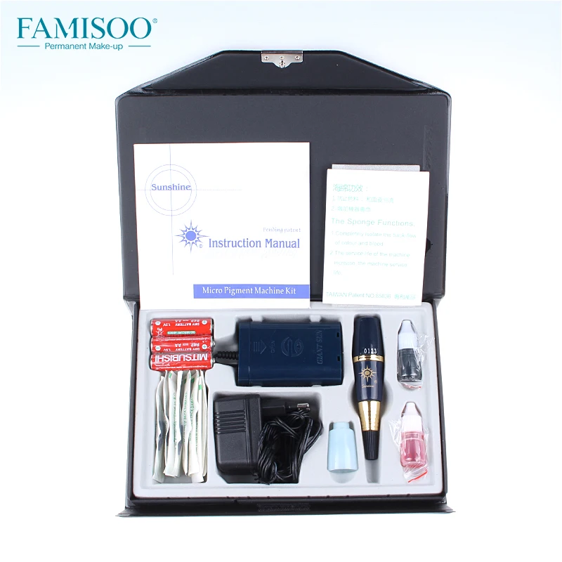 

High Quality 1 Lot Set tattoo machine sunshine permanent makeup machine Needle Caps Tips Pigment Ink kit