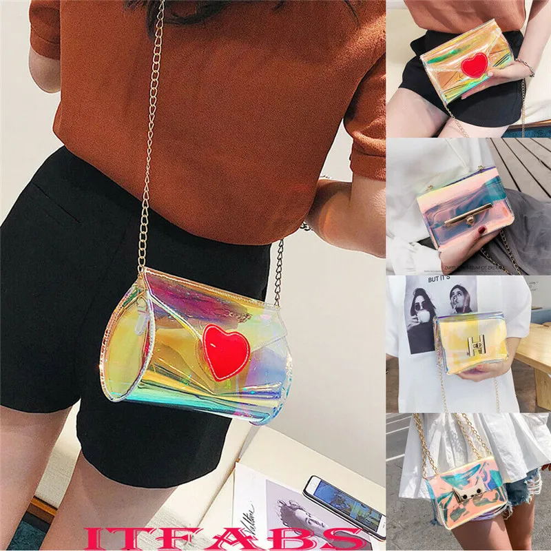 

Fashion Casual Slim Women Transparent PVC Clear Alphabet Jelly Bag Tote Handbag Shoulder Bag Purse One Size For Girls
