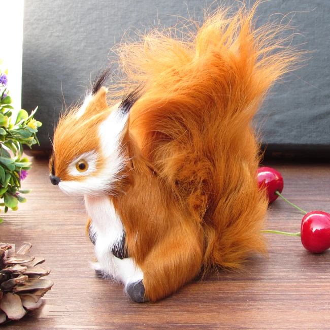 simulation squirrel 12x12cm furry fur squirrel model decoration gift h1257