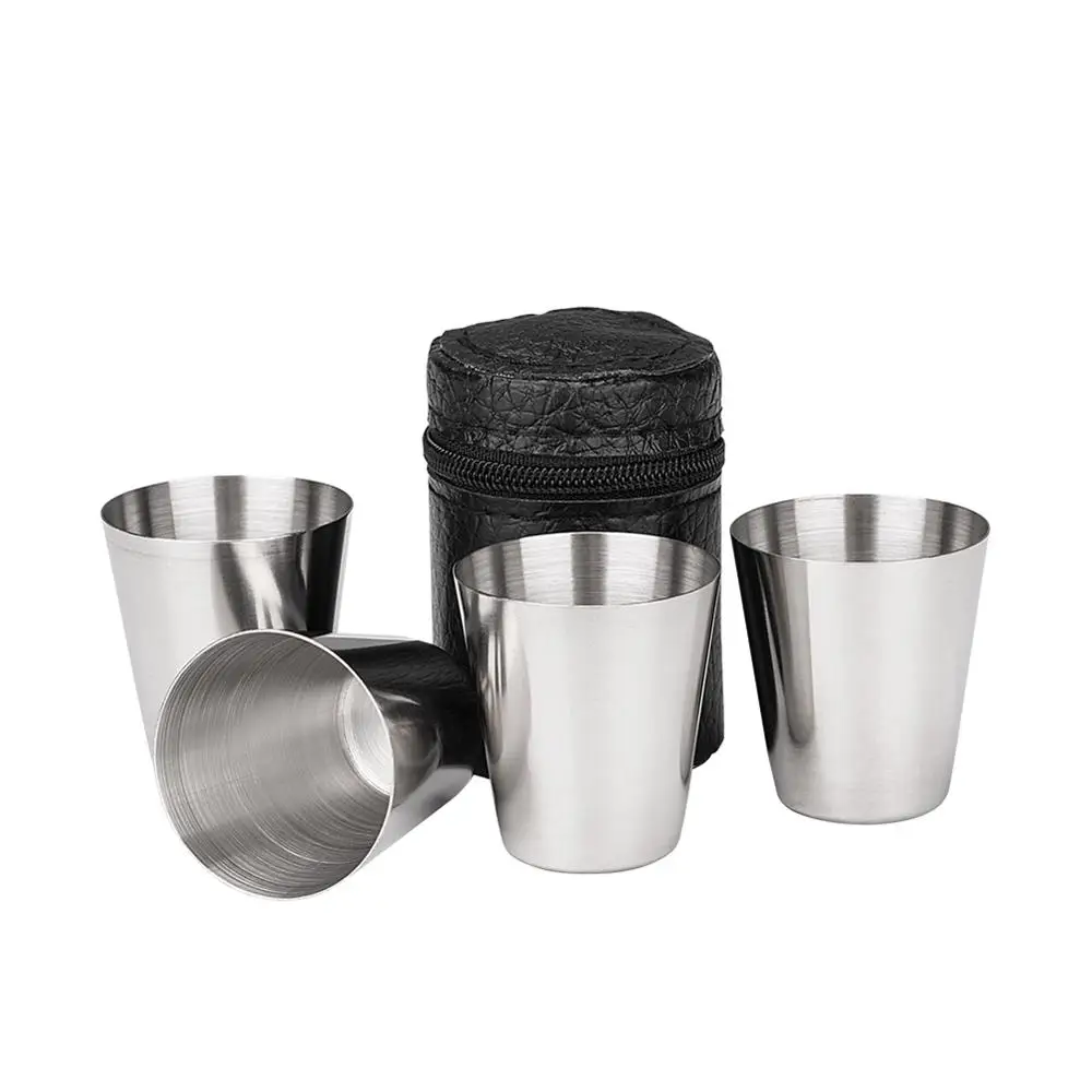 

4PCS/Set Mini Portable 30ml Stainless Steel Wine Cup Drinking Shot Glasses Home Barware Beer Whiskey Cup For Camping Travel