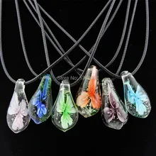 Горячая цветок фосфоресцирующий лэмпворк стеклянные подвески капля ожерелье из муранского стекла чокер для девушек женские ювелирные изделия YN568