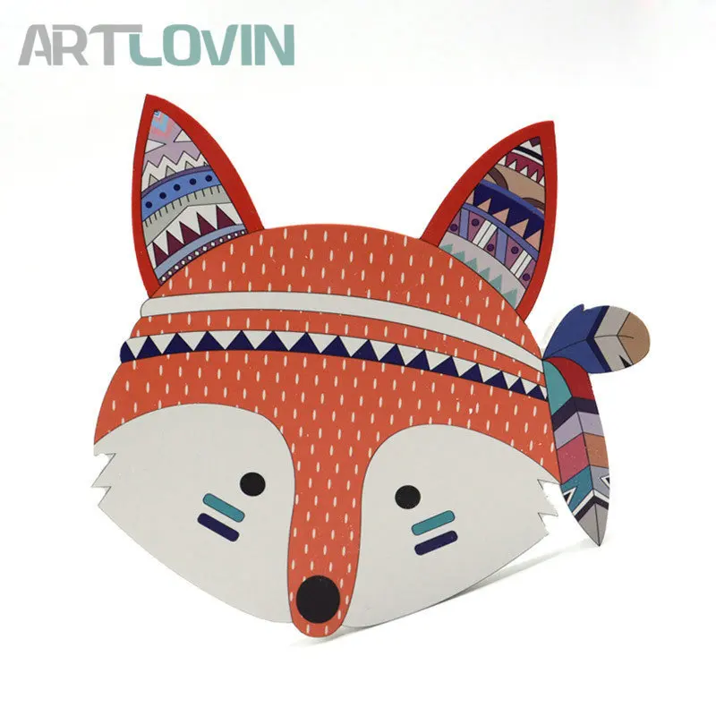 

Nordic Ins Wooden Fox Cartoon Animal Wood Plate Baby Room Wall Mounted Decorations Cute Art Crafts Mural Gift Kids Bedroom