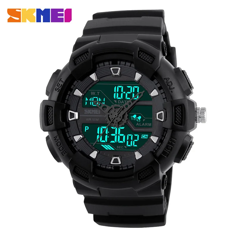 Beste SKMEI Digitale Horloge Sport Horloges Mannen Waterdichte LED Militaire Dual Time Analoge Digitale Casual Horloges relogio masculin1189