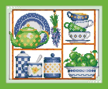 

Tableware Kits For Embroidery Cross Stitch Embroidery Needlework Sets Wall Decoration Dmc Embroidery Floss 11Ct Print Diy