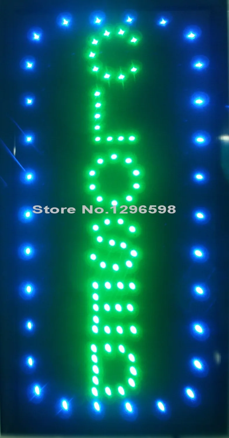 

Closed Vertical Shop LED 19x10" Sign Bright Store Neon Bar Close Animated Light Open Mart