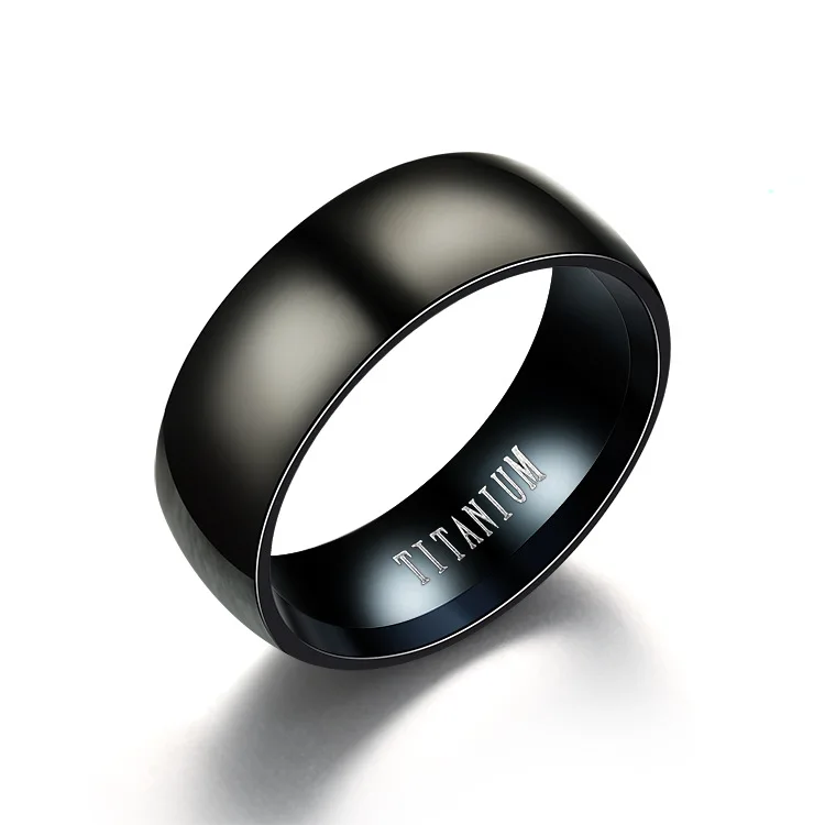Black Titanium Ring Men Matte Finished Classic Engagement Anel ...