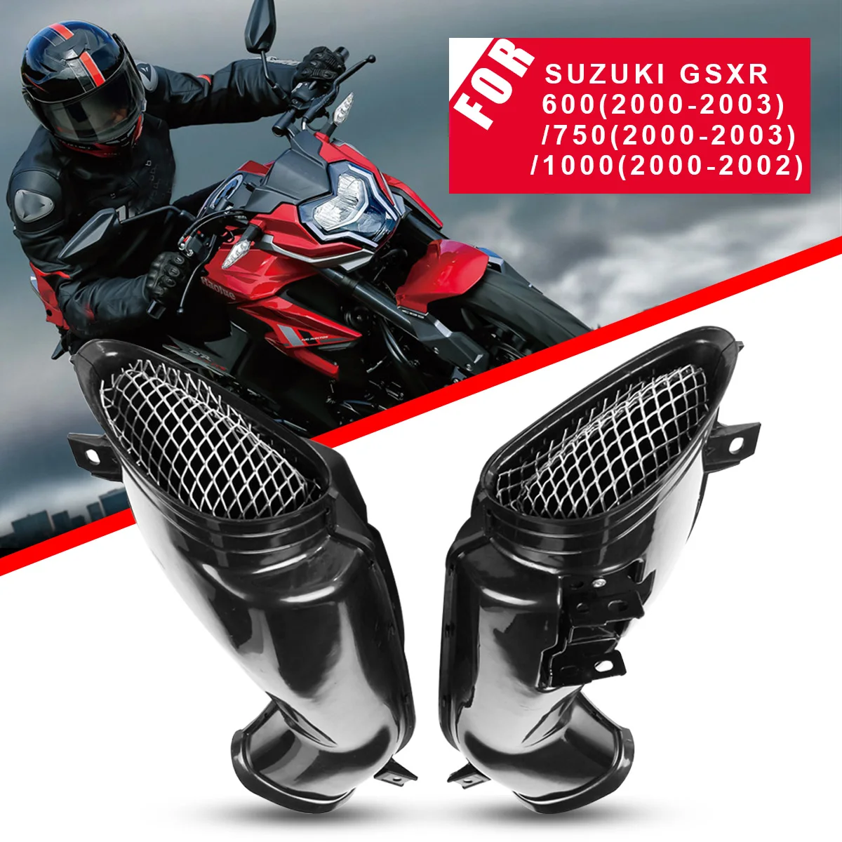 

1 Pair Motorcycle Air Intake Tube Duct Cover Fairing For UZUKI /GSXR 600/750/1000 2000-2003 Motorcycle Accessories