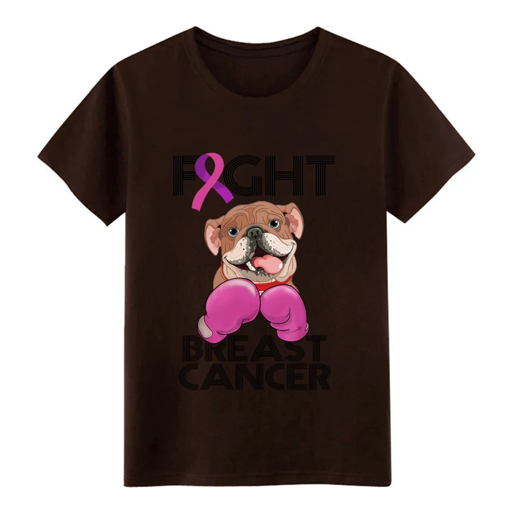 Men s Fight Breast Cancer Bulldog Breast Cancer Month t shirt printed tee shirt Euro Size S-3xl Original Gift Funny Casual shirt