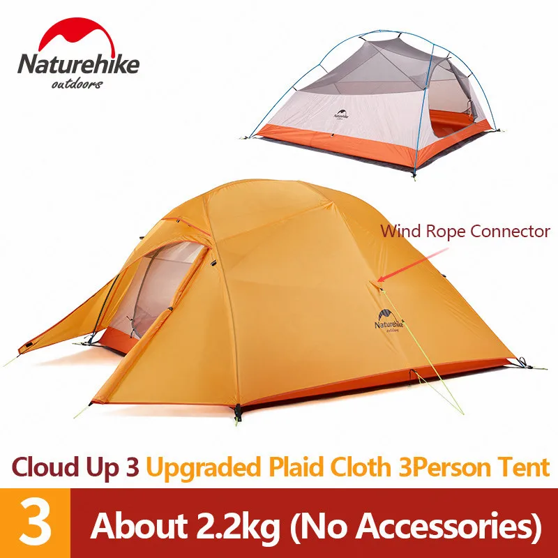 Naturehike облачная уличная кемпинговая палатка Сверхлегкая 1 2 3 человек 20D силикагель Одиночная двойная палатка для пеших прогулок кемпинга - Цвет: UP3 210T Orange