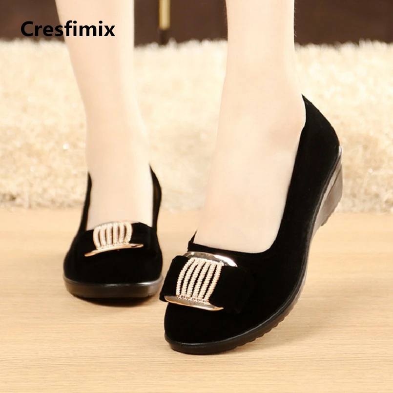 Cresfimix women comfortable spring & summer flat shoes lady cute black dance shoes female cool retro shoes zapatos de mujer a652