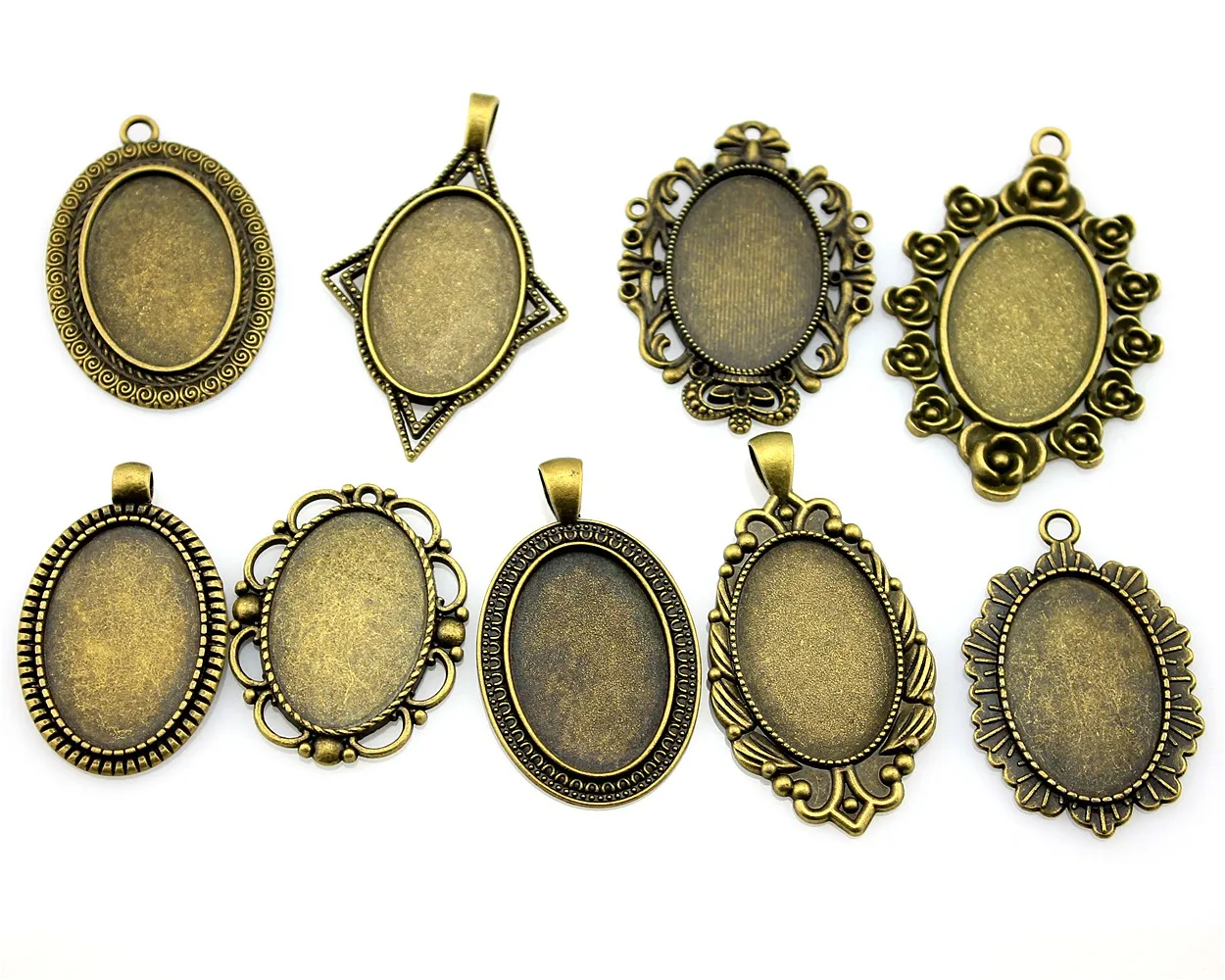 

100Gram Oval 20x30mm Inner Size Mix Designs Zinc Alloy Cameo Cabochon Base Setting Jewelry Accessories