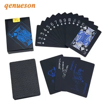 New Hot Smooth Waterproof Black Plastic Playing Cards Black Plastic Texas Hold'em Poker Cards Baccarat Board Game 2.48*3.46 inch New Hot Smooth Waterproof Black Plastic Playing Cards Black Plastic Texas Hold'em Poker Cards Baccarat Board Game 2.48*3.46 inch