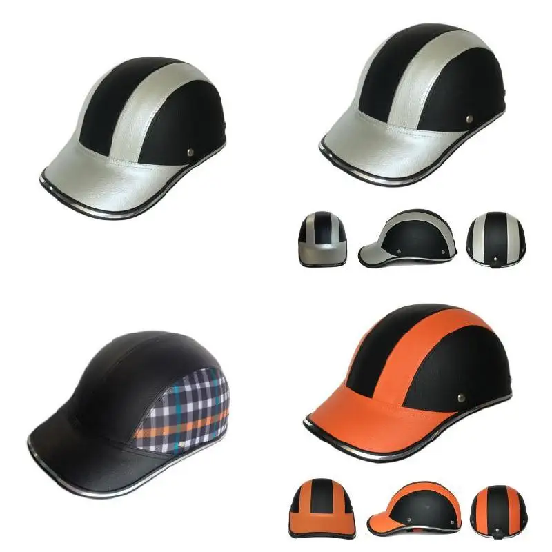 Buy Leather Motorcycle Half Face Helmet Baseball Cap for Bike Motorbike