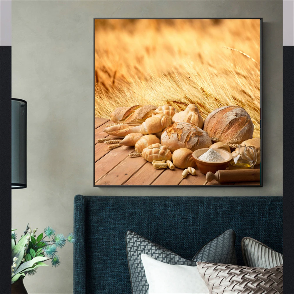 

Wall Pictures for Living Room Decoration Home Food Bread Wheat Kitchen Decor Scandinavian Canvas Art Print Kitchen Art Cuadros