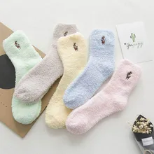 Утолщенные женские хлопковые милые плюшевые теплые носки для сна с вышивкой кота и оленя, Забавные милые носки, чулочно-носочные изделия, зимние кальцитовые носки harajuku meias