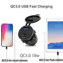 QC 3,0 USB 18 Вт телефон Быстрая зарядка мотор адаптер питания с выключателем светодиодный Вольтметр дисплей напряжения автомобиля DC12V-24V водонепроницаемый