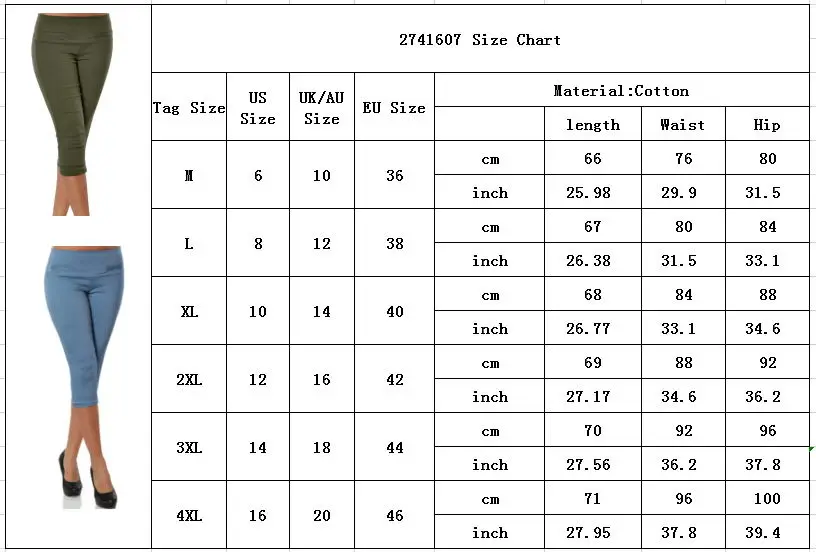 4XL Pencil Capris Pantalon|Pants 