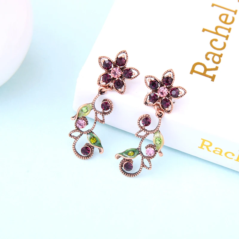 Kissme винтажный набор стильной бижутерии Уникальный Кристалл Эмаль Бабочка ожерелье с цветами Серьги для женщин модные ювелирные изделия