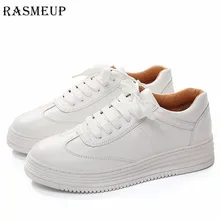 RASMEUP/женские мягкие белые кожаные туфли; коллекция года; сезон осень-весна; женские удобные туфли на плоской подошве со шнуровкой; женские кроссовки на платформе; обувь