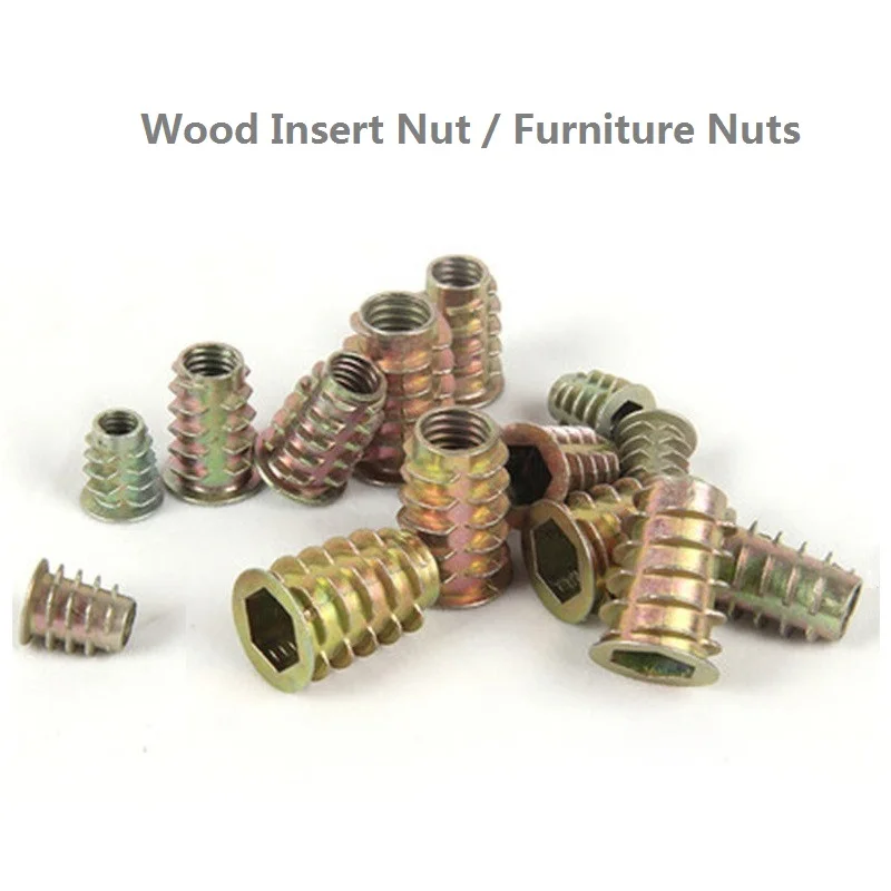 10 Tuercas De Inserción De Madera M4 M5 M6 M8 M10 1/4-20 5/16-18 3/8-16